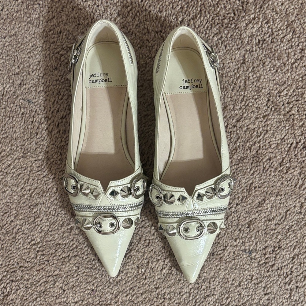Jeffrey Campbell Cream Studded Flats